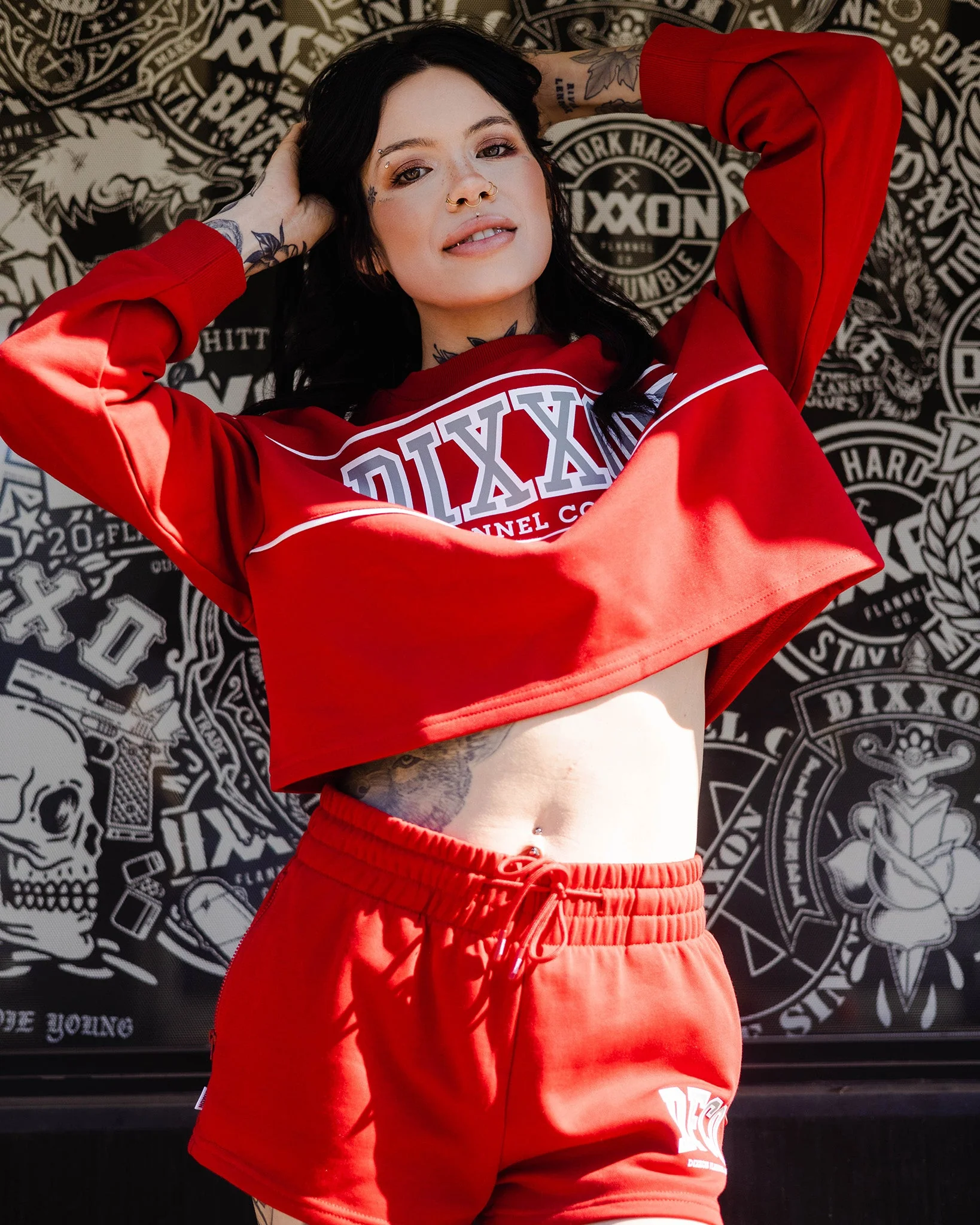 Women's DFCO Cropped Crewneck Sweatshirt - Red - Image 3