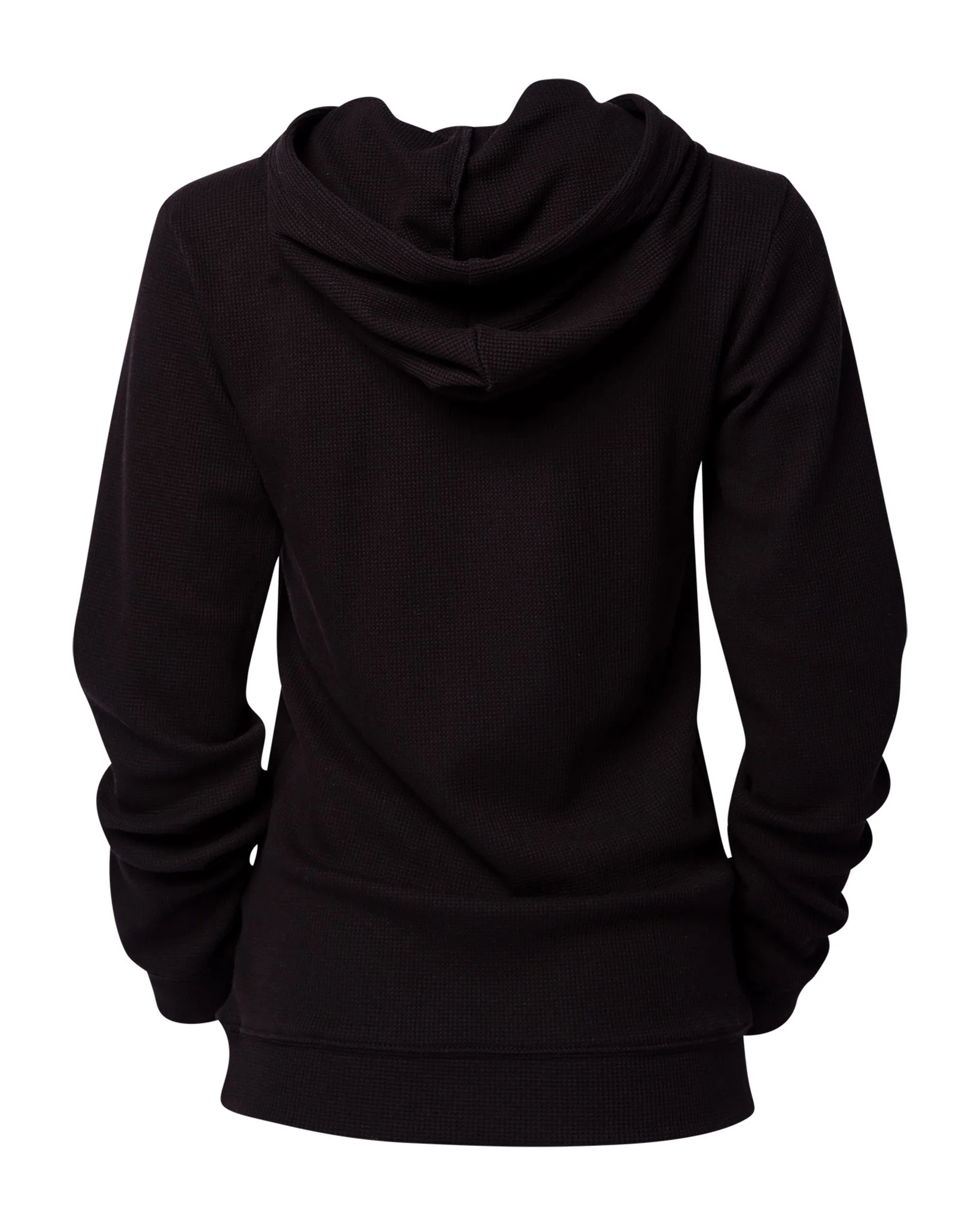 Women's Waffle Knit Pullover Hoodie - Retro Black - Image 3