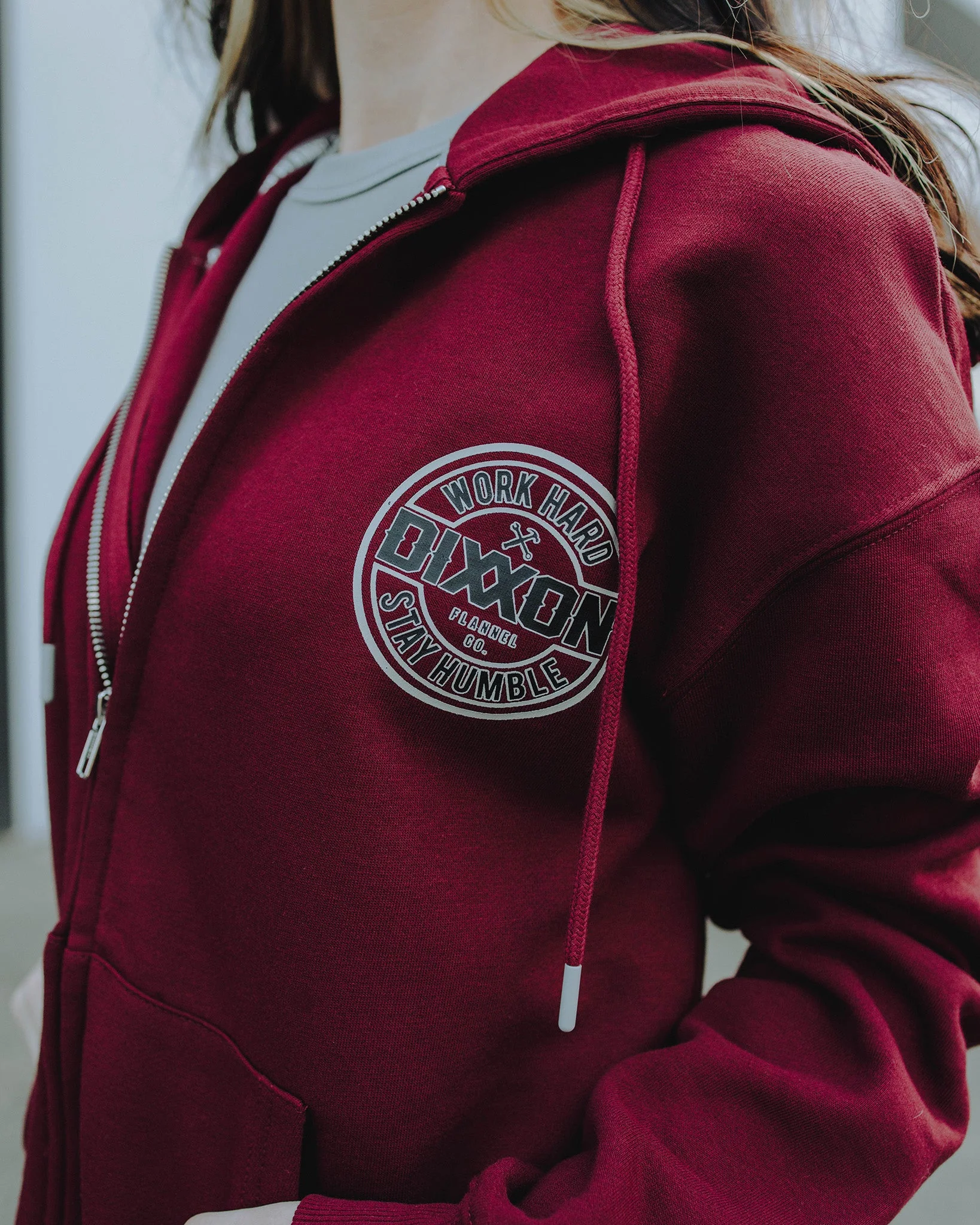 Women's Gray & Black Corpo Zip Up - Maroon - Image 3