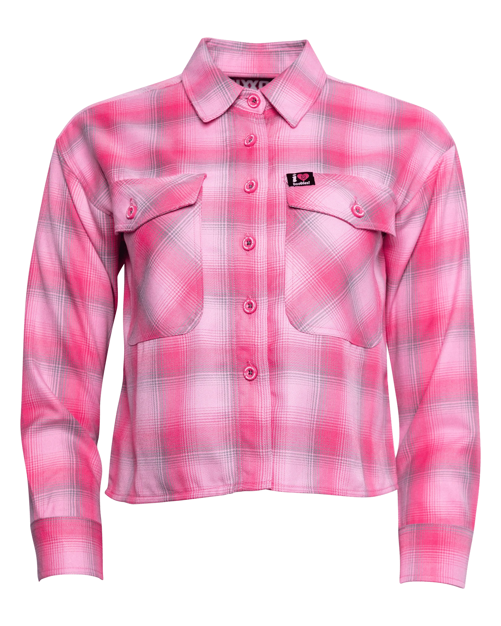 Women's Keep A Breast I Love Boobies Crop Flannel - Image 2