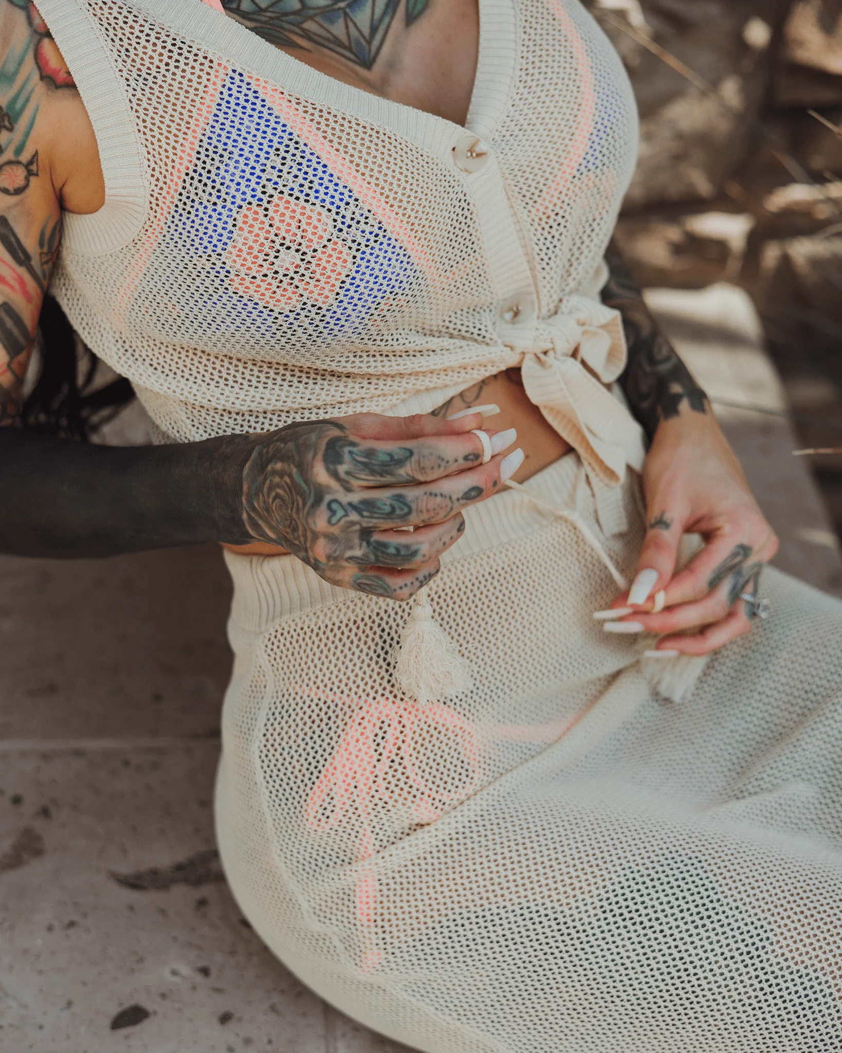 Women's Knit Skirt - Ivory - Image 2