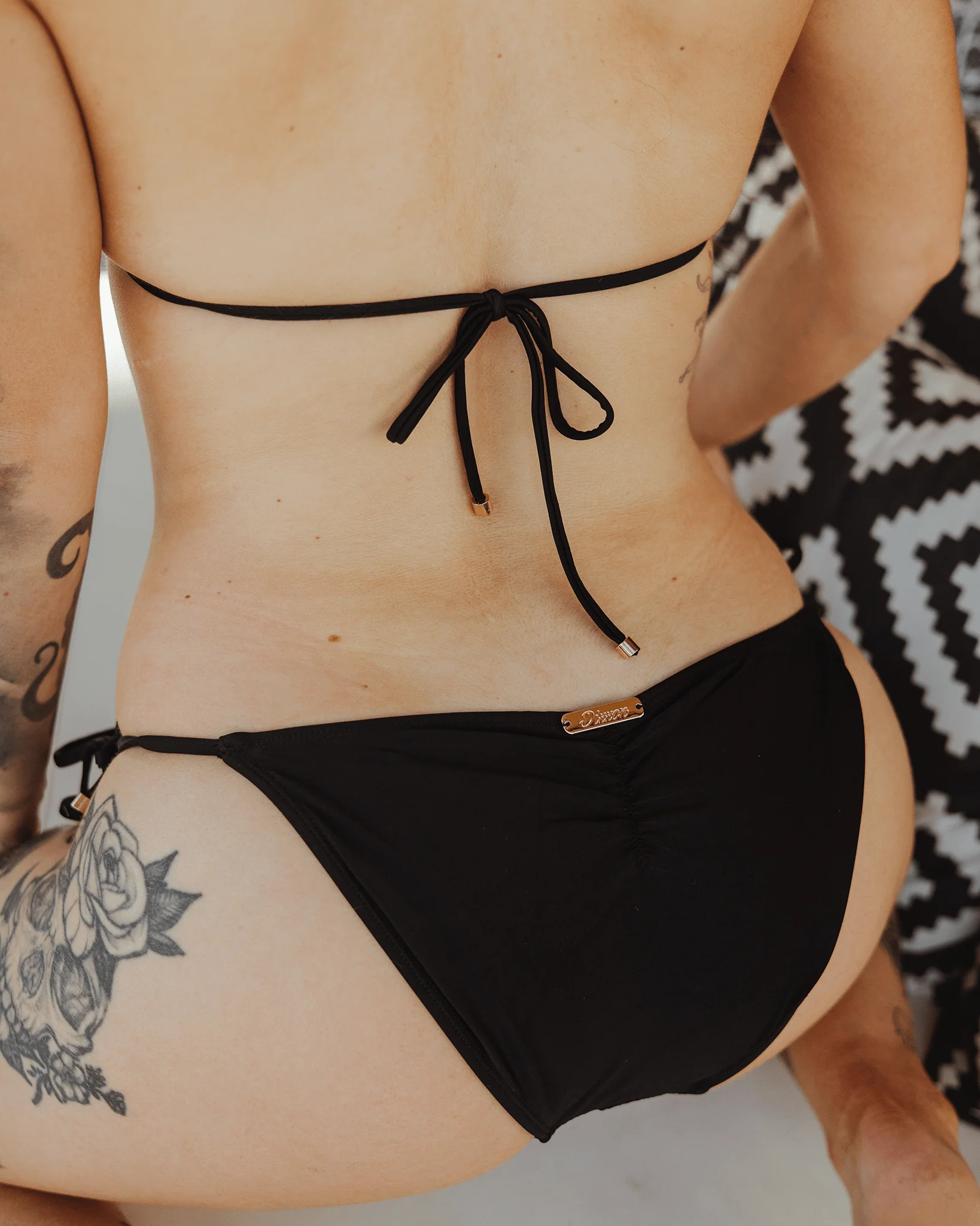 Women's Lace String Bikini Bottom - Black - Image 2