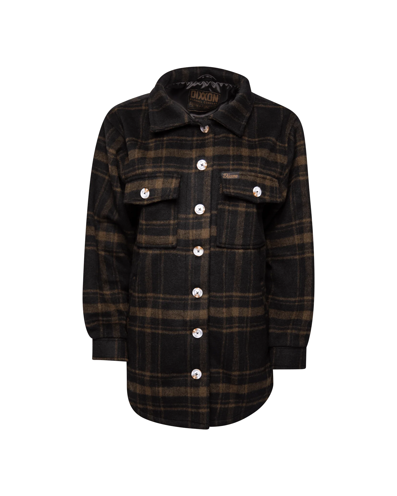 Women's Long Shacket - Brown & Black - Image 2