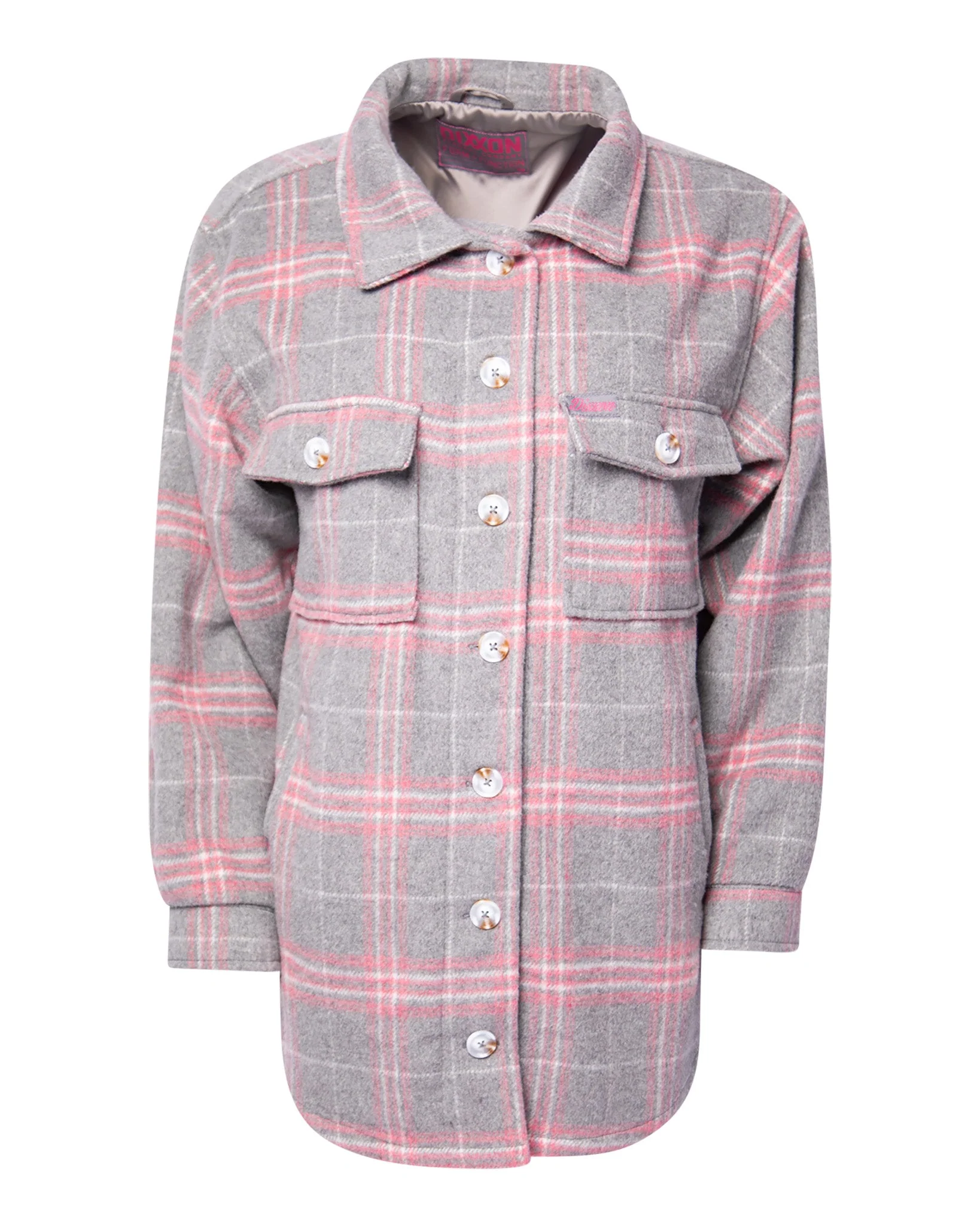 Women's Long Shacket - Gray & Pink - Image 2