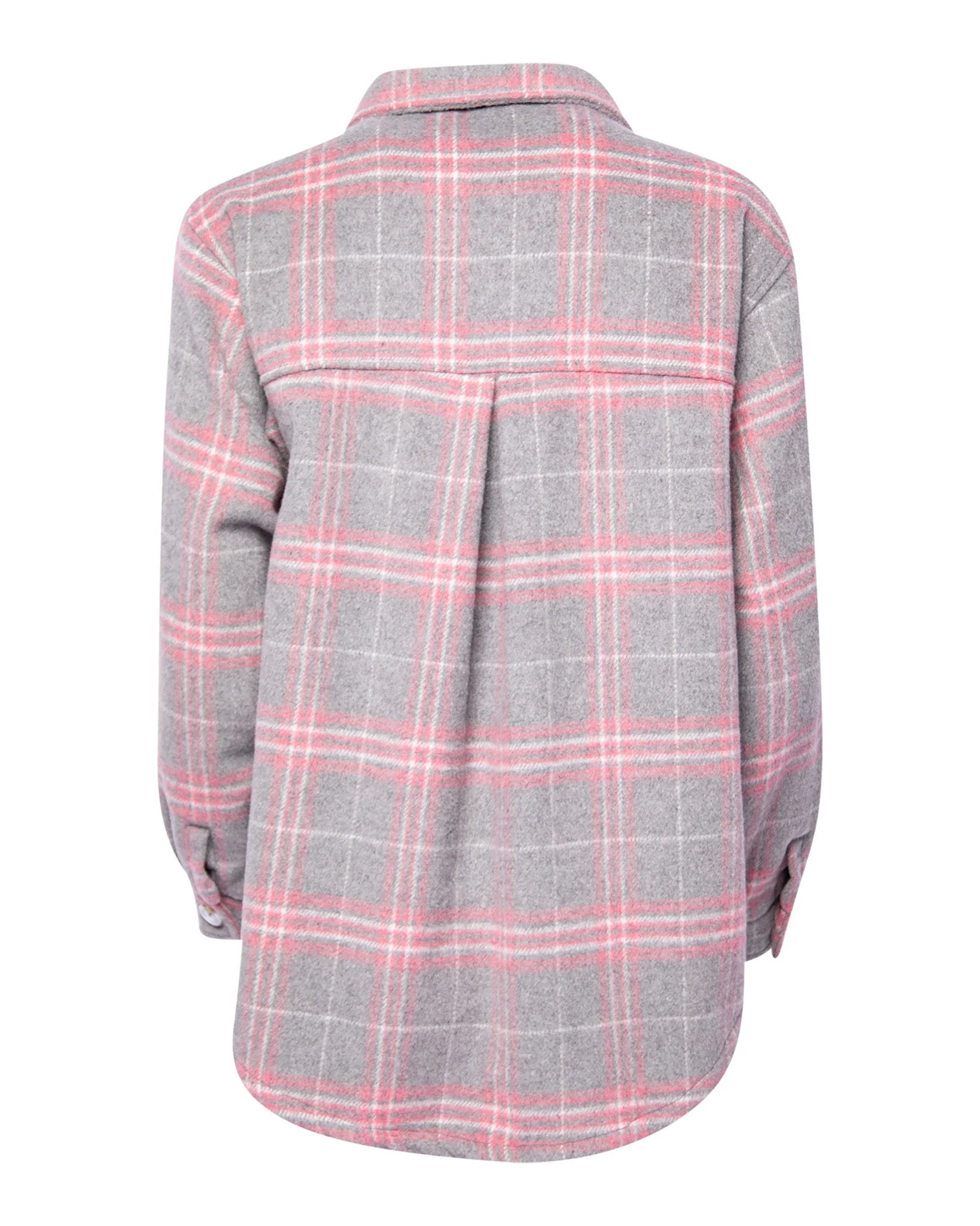 Women's Long Shacket - Gray & Pink - Image 3