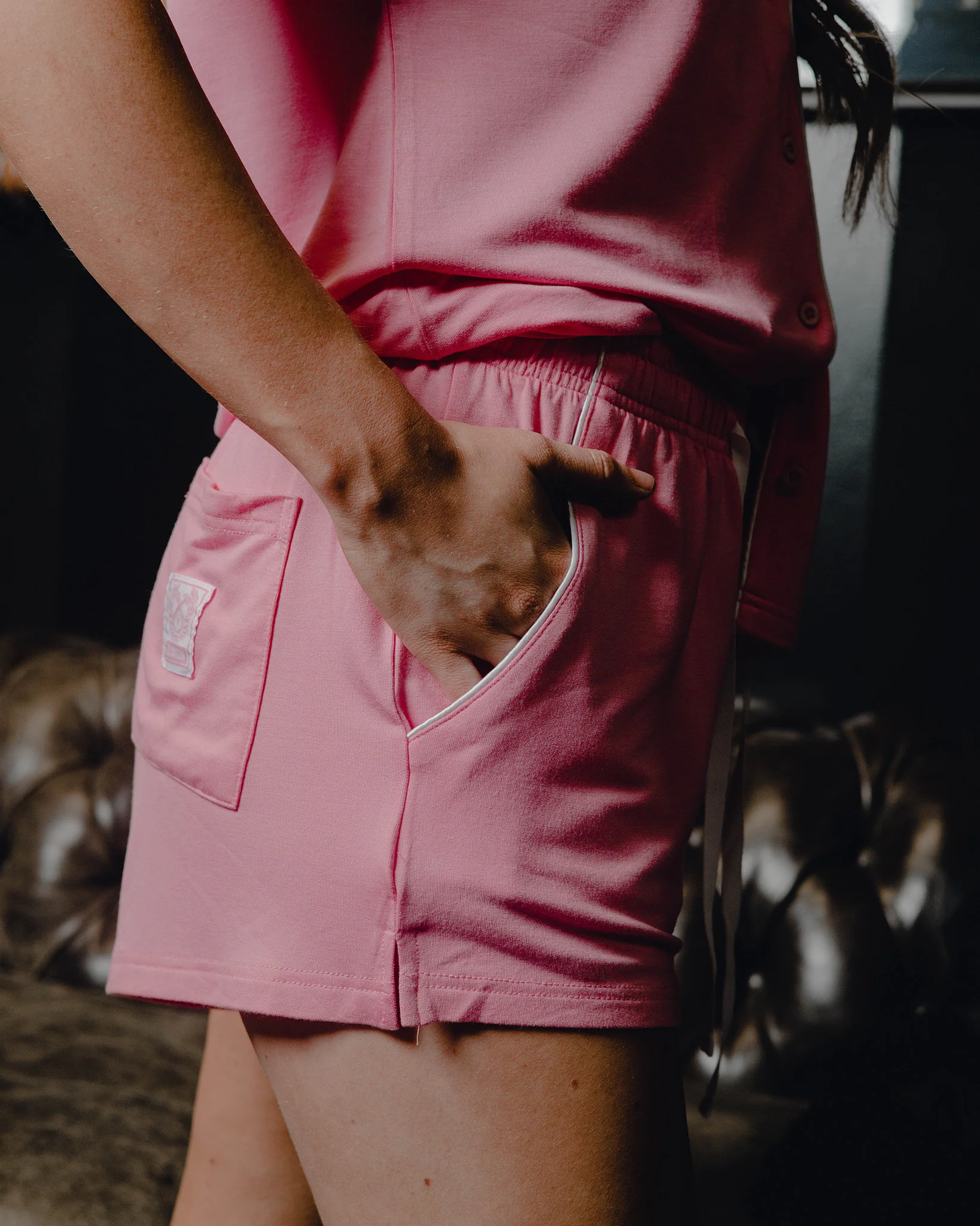 Women's Pajama Shorts - Pink - Image 3