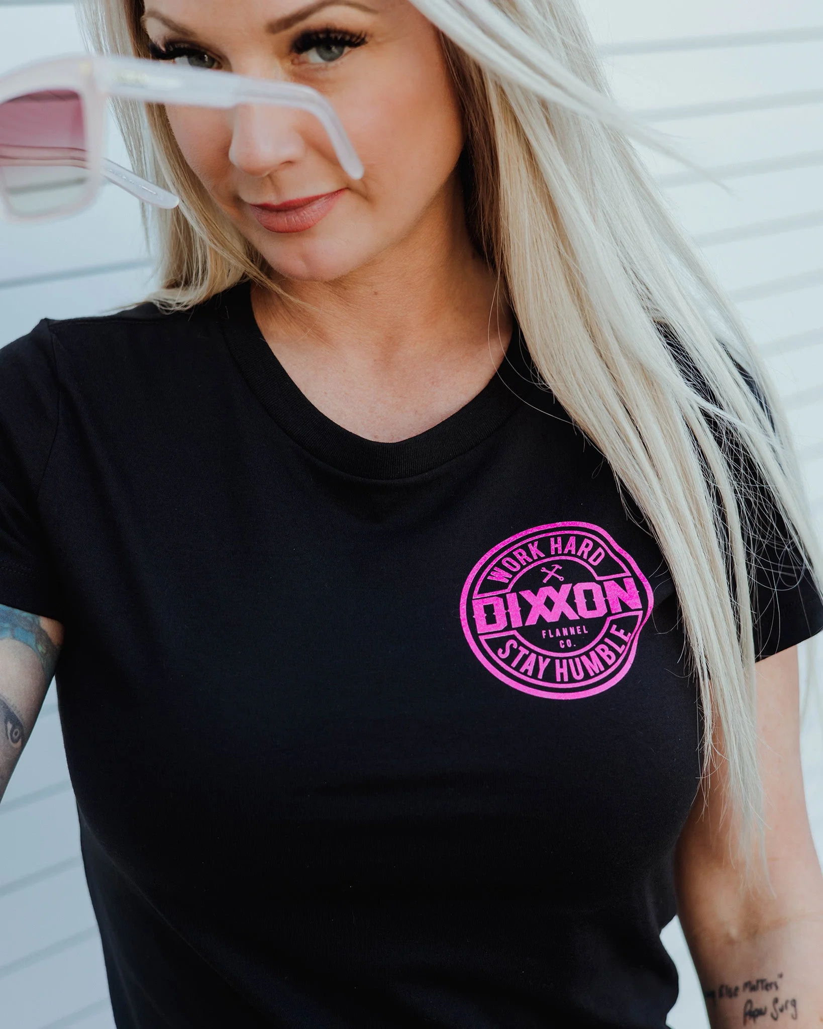 Women's Pink Corpo Fitted Tee - Black - Image 2