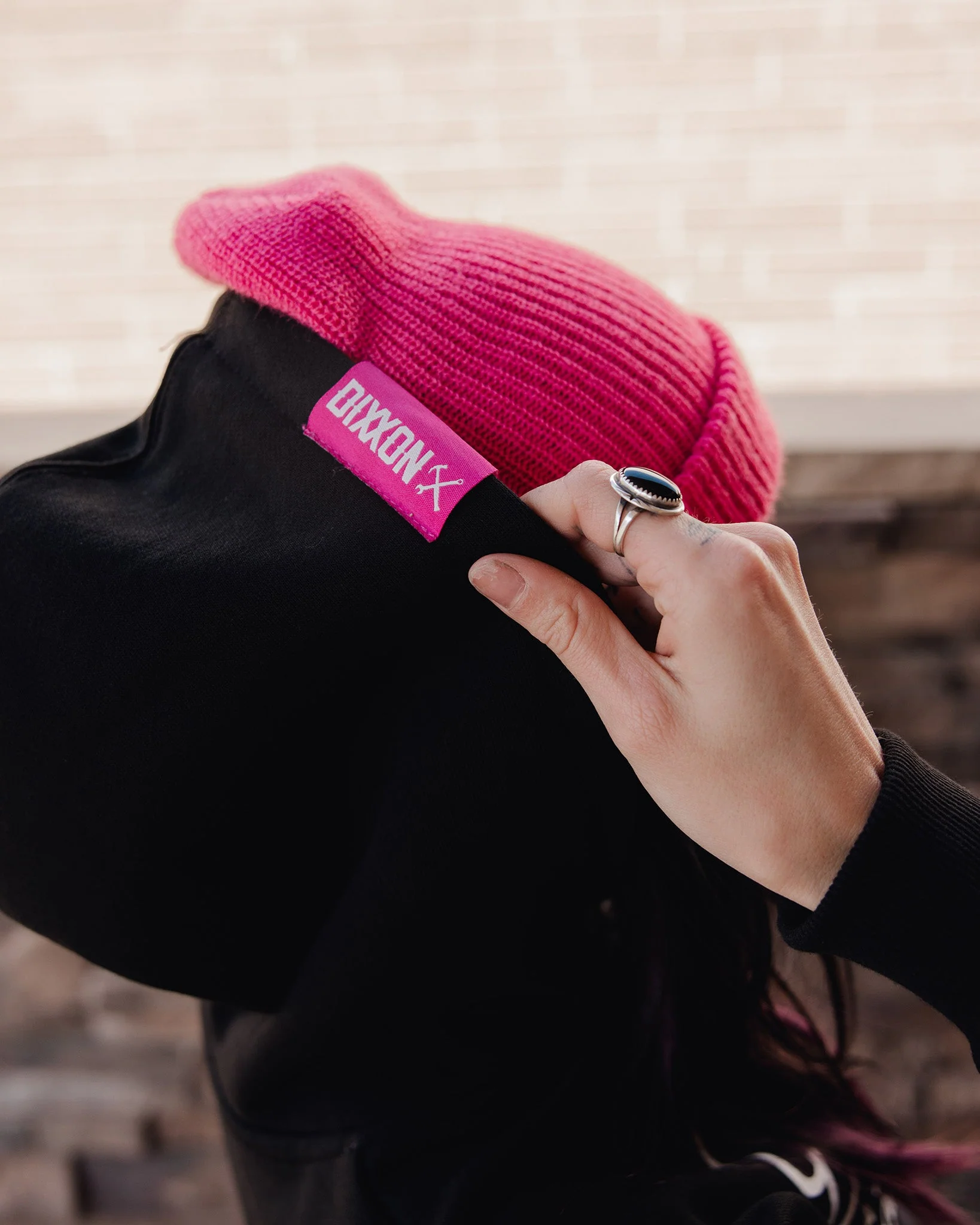Women's Pink Ground Up Customs Hoodie Pullover - Black - Image 3