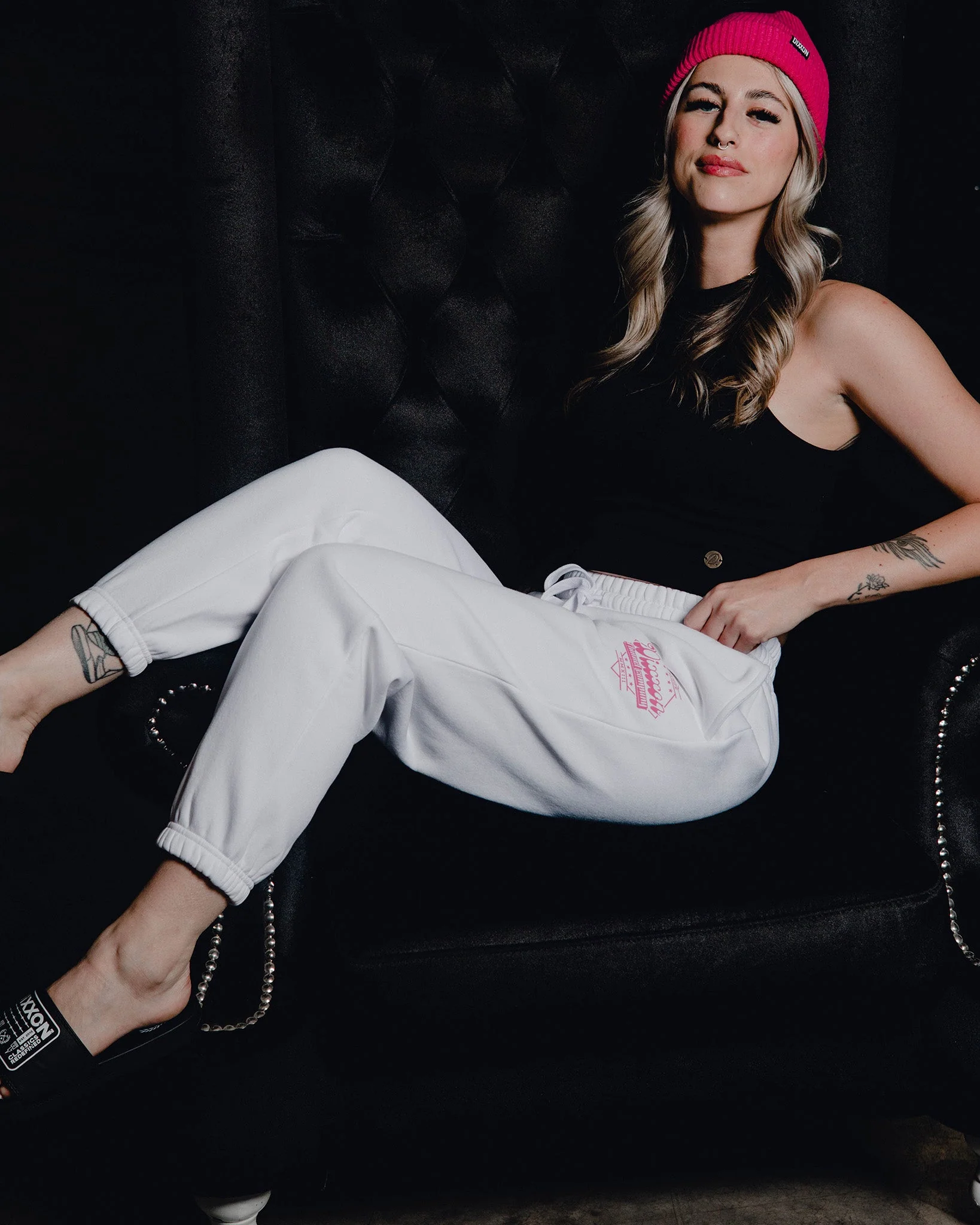 Women's Pink Stardust Sweatpants - White - Image 2