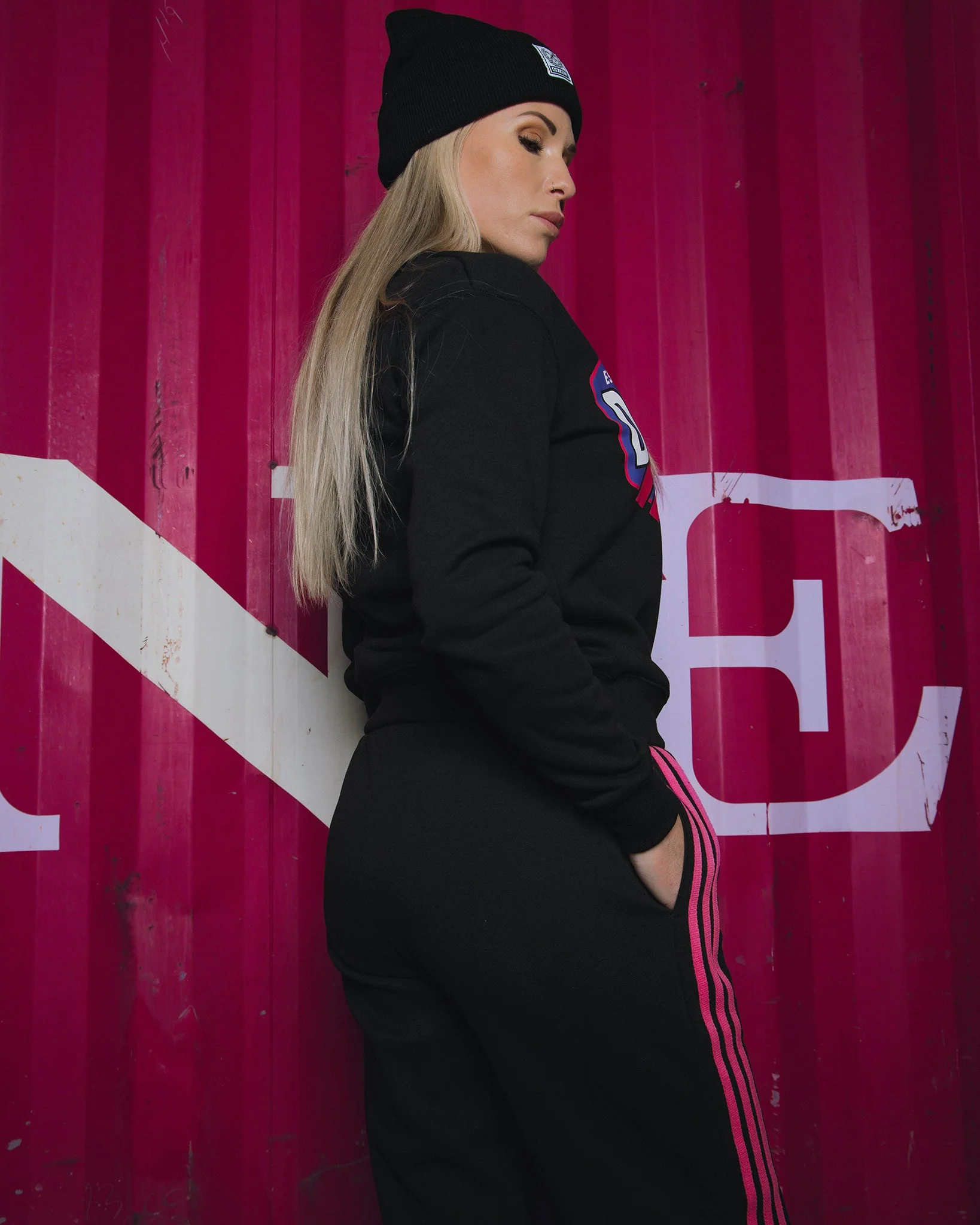 Women's Pink Stripes Sweatpants - Black - Image 2