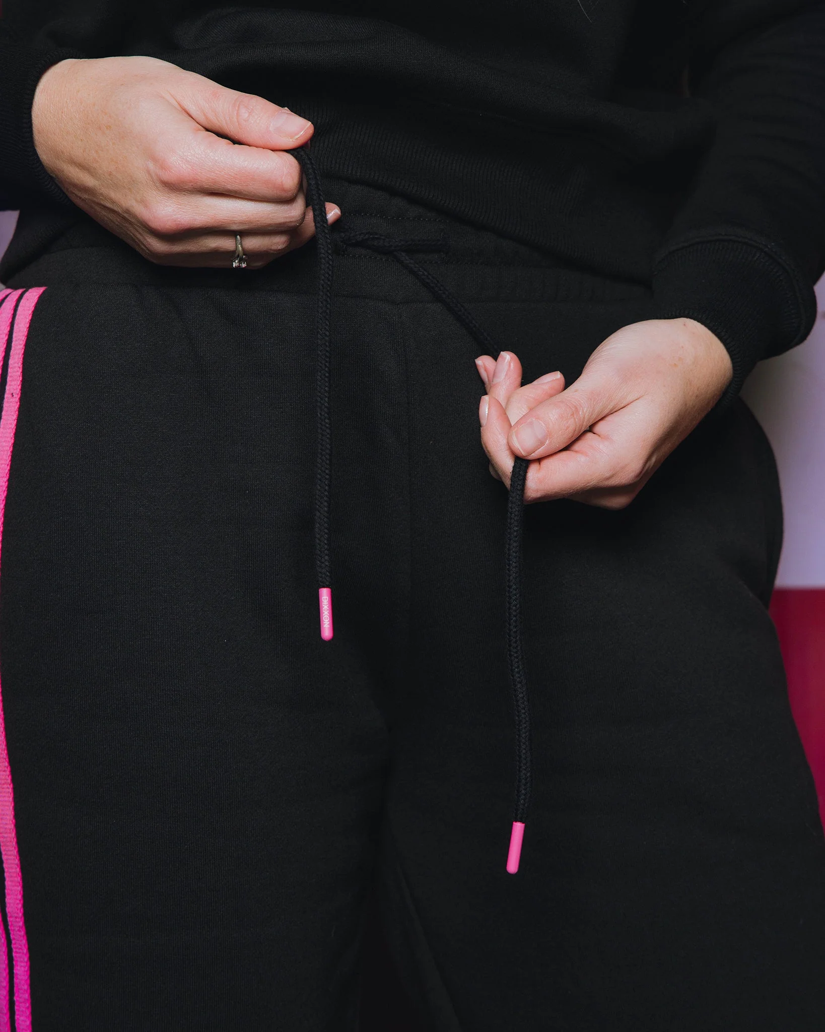 Women's Pink Stripes Sweatpants - Black - Image 3