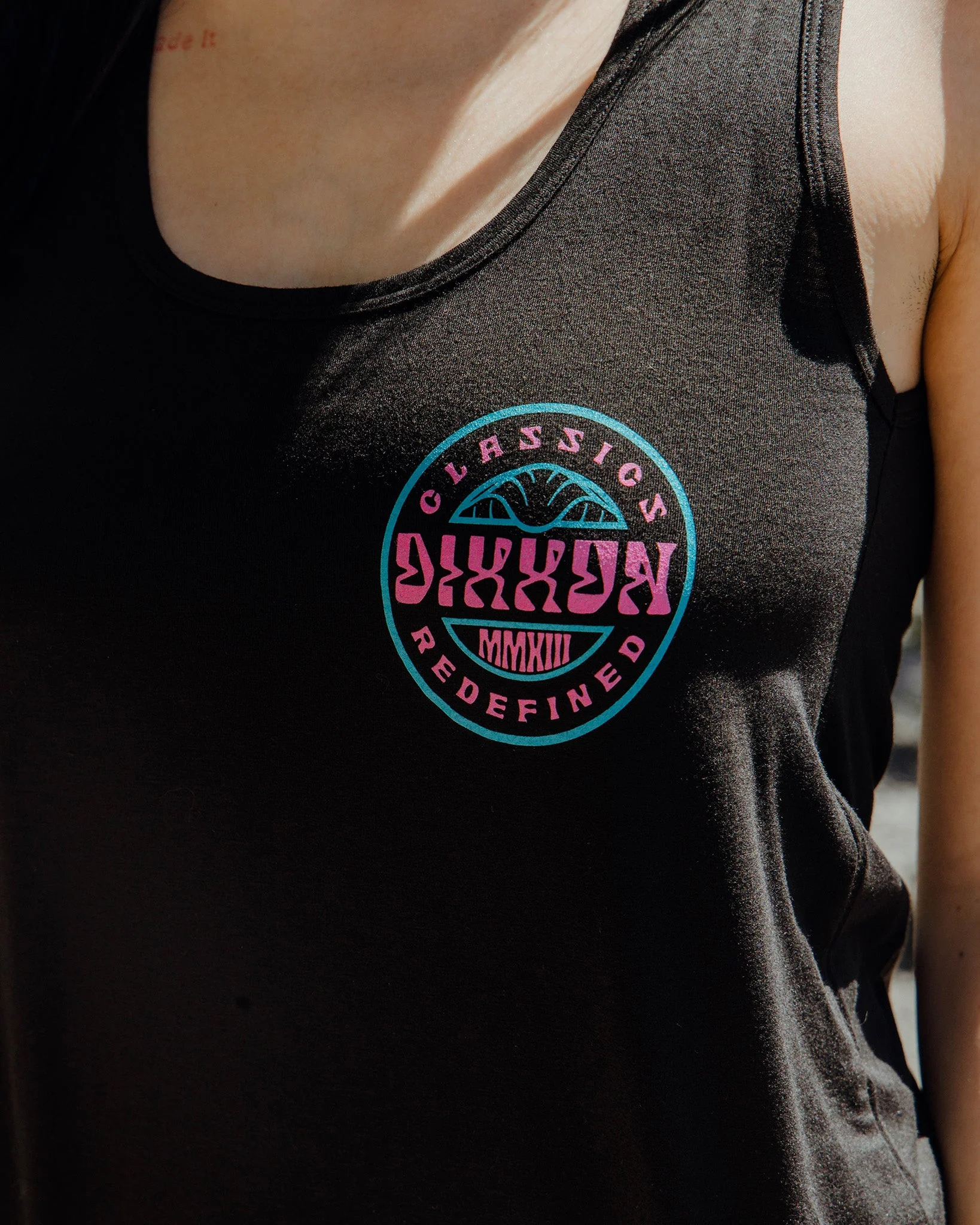 Women's Pink Sunbather Flowy Tank - Black - Image 3