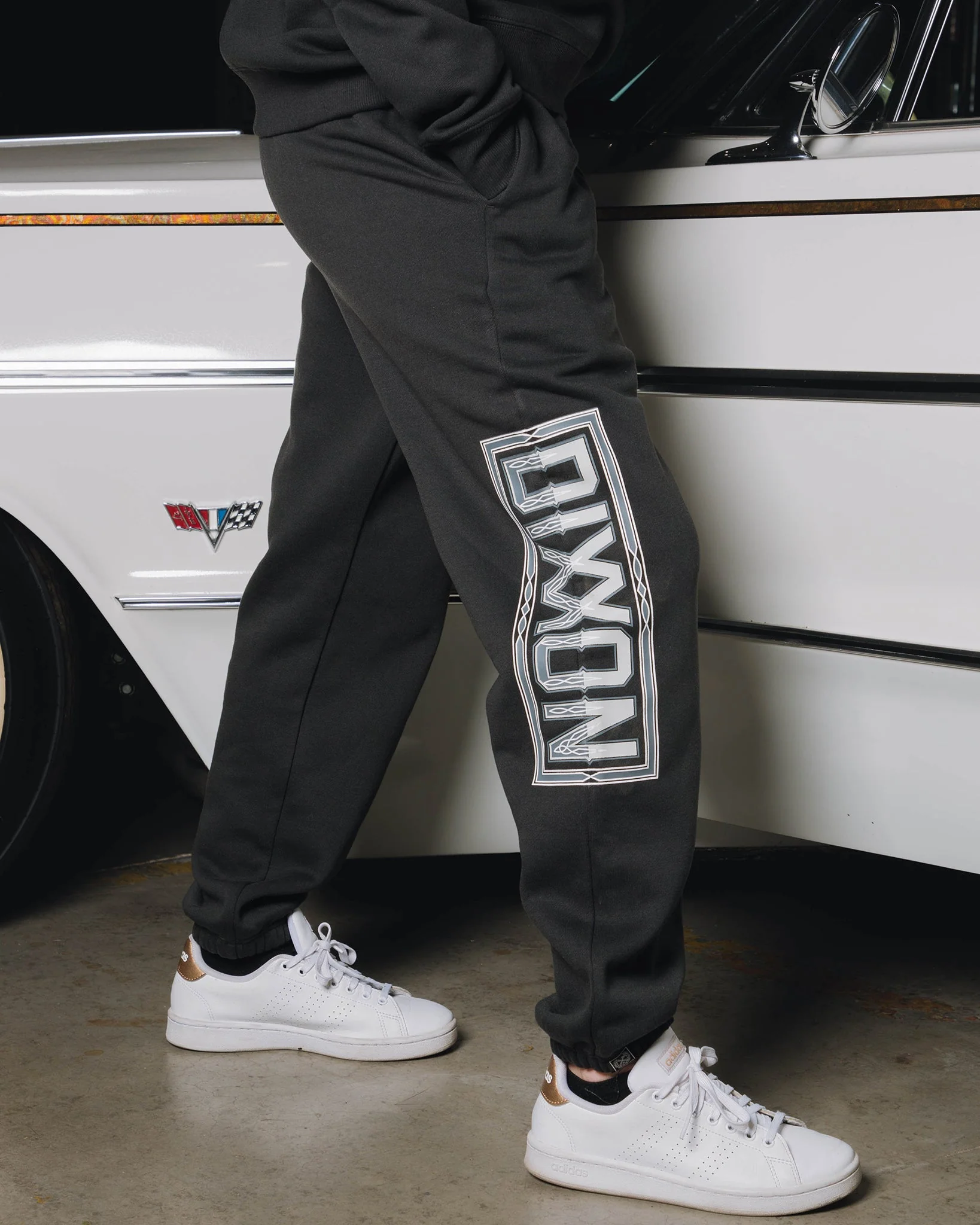 Women's Pinstripe Sweatpants - Black & Gray - Image 2