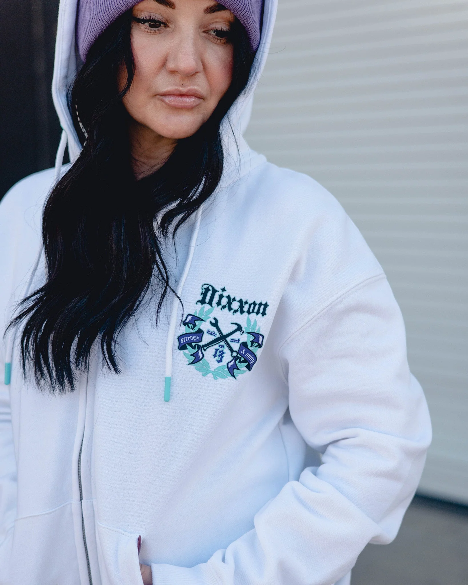 Women's Purple Award Crest Zip Up - White - Image 4