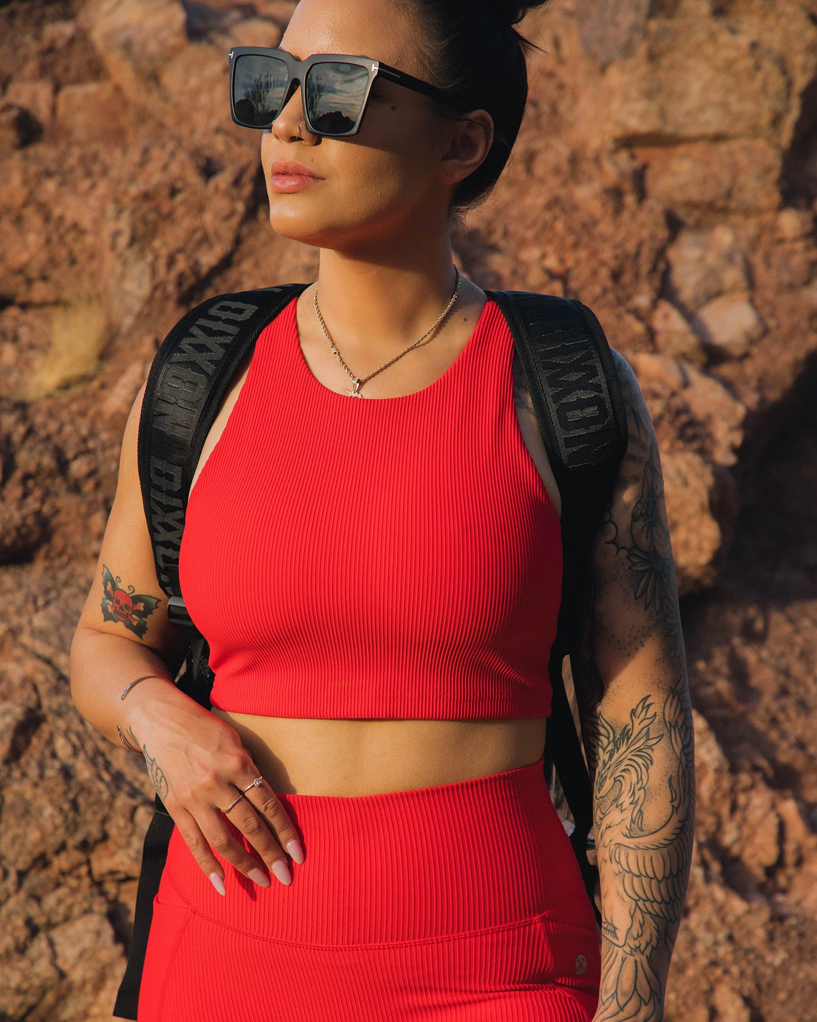 Women's Ribbed Crop Top - Red - Image 6