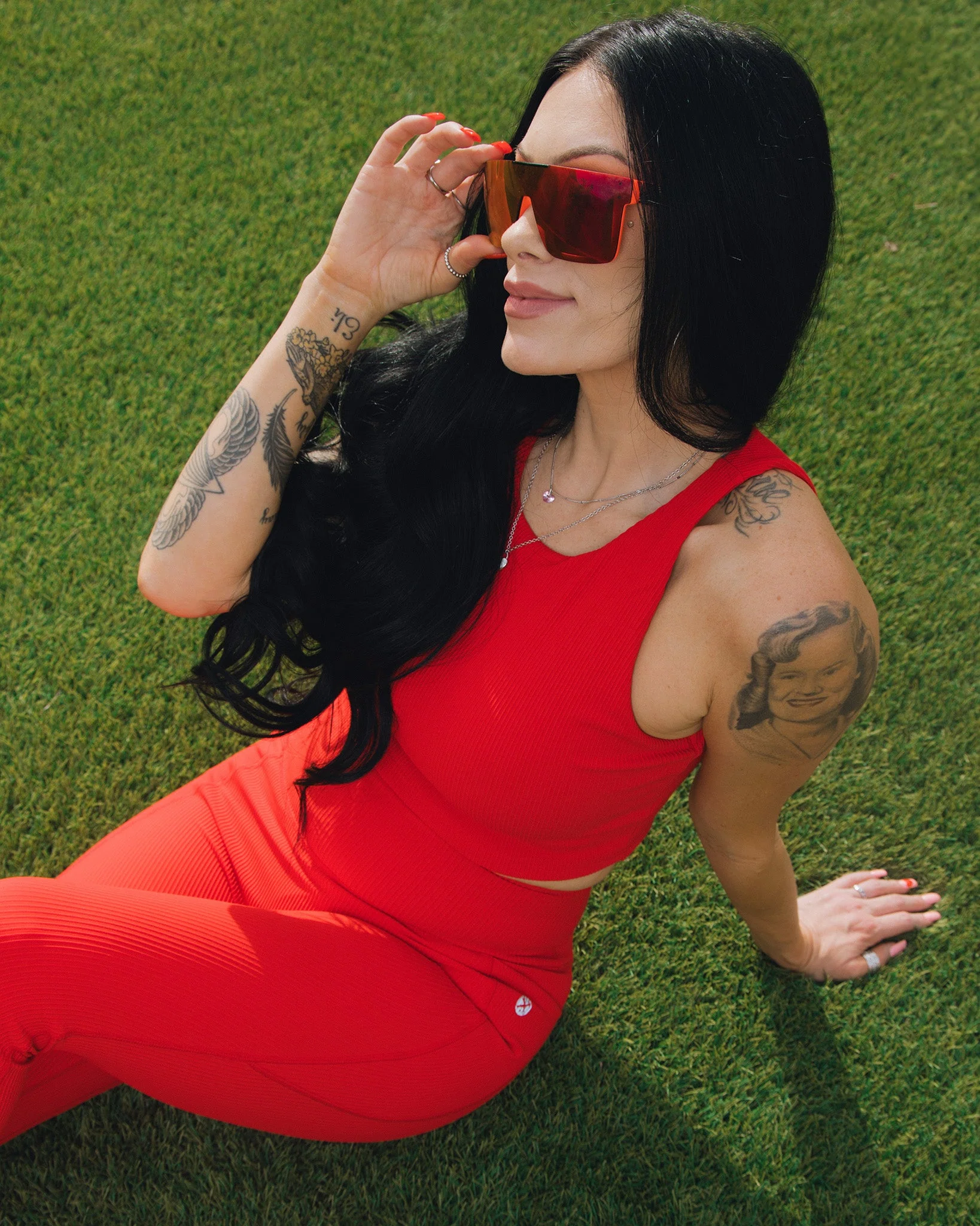 Women's Ribbed Crop Top - Red - Image 9