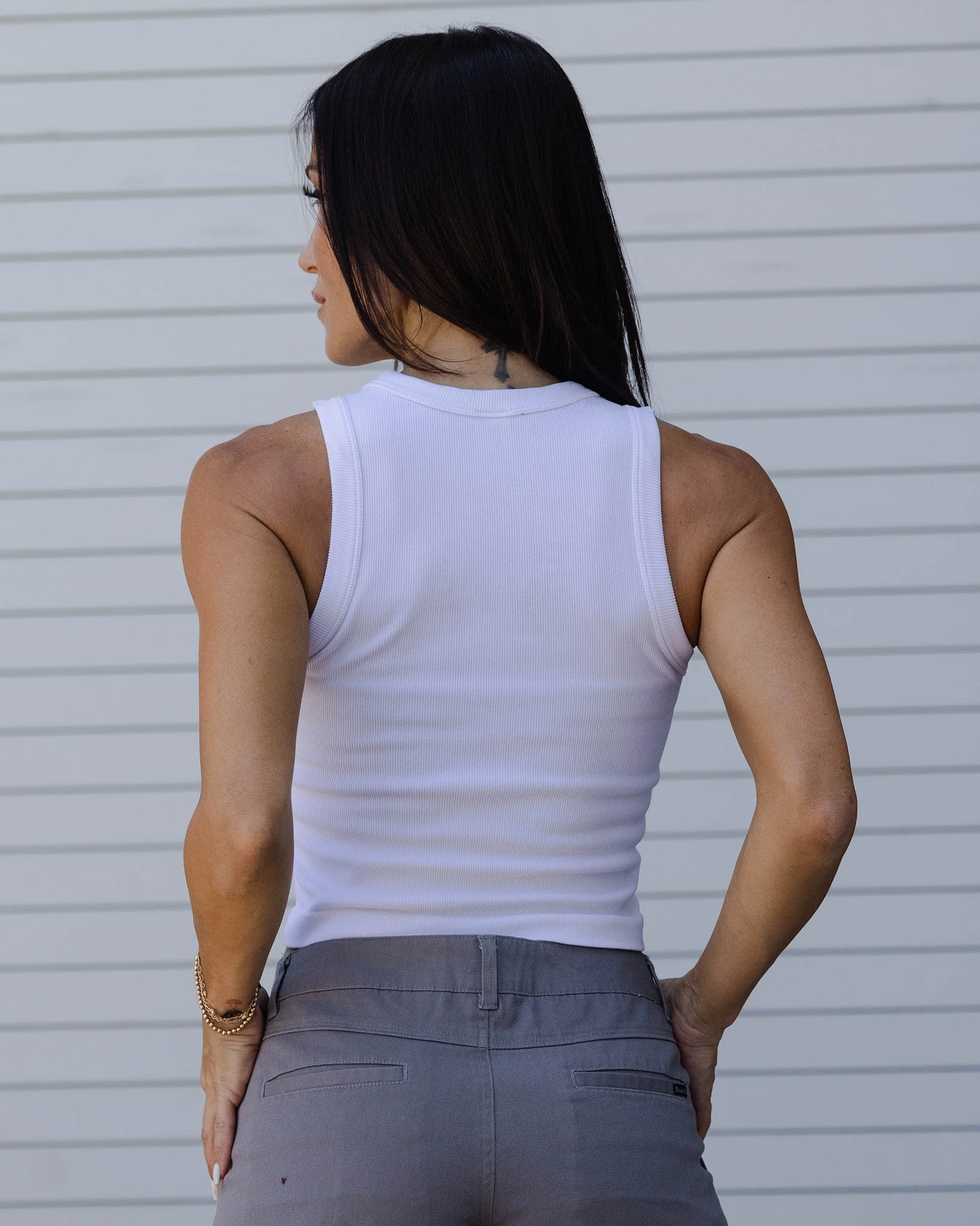 Women's Ribbed Tank - White - One Size - Image 3
