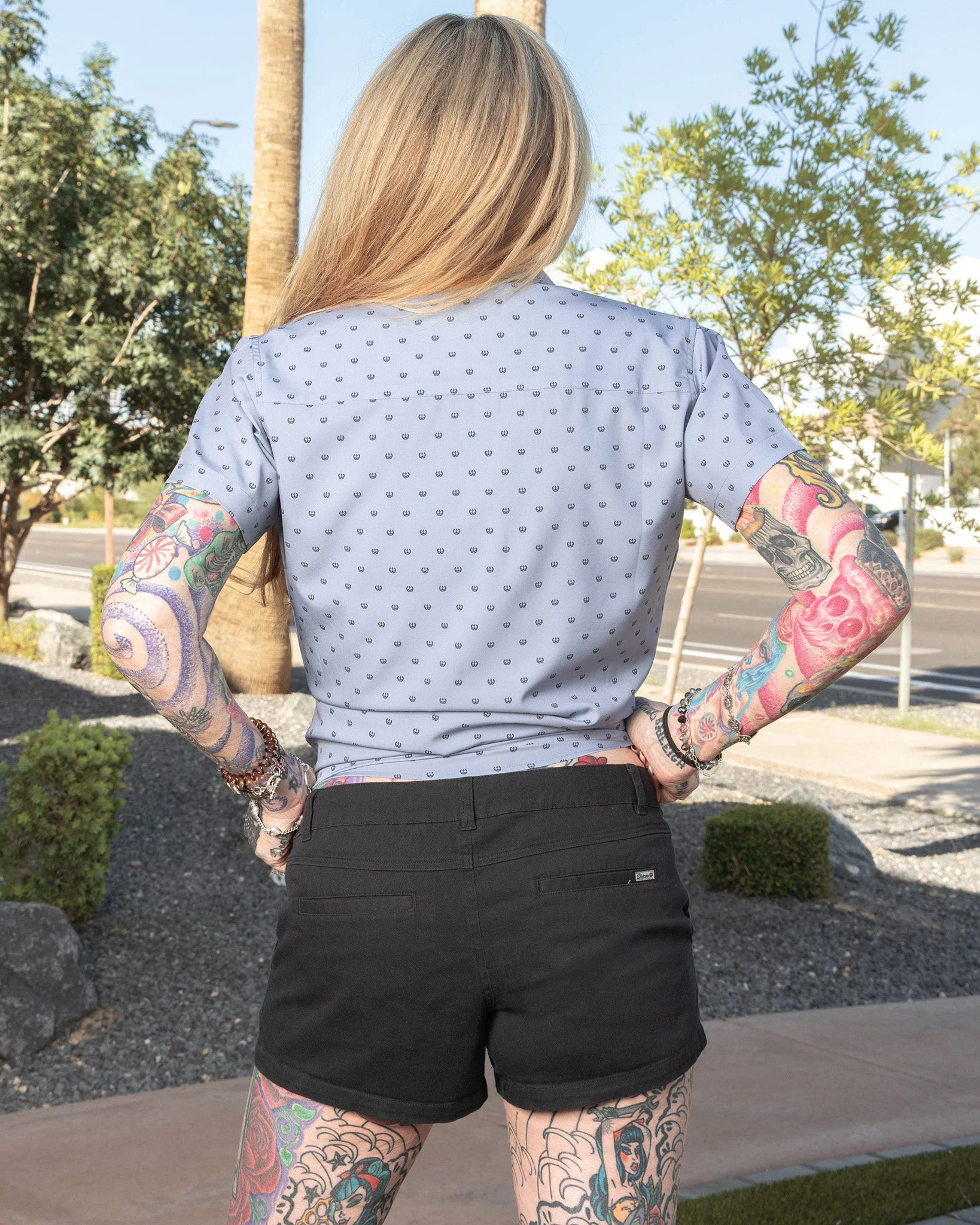 Women's Salty Crest Party Shirt - Black & Gray - Image 3