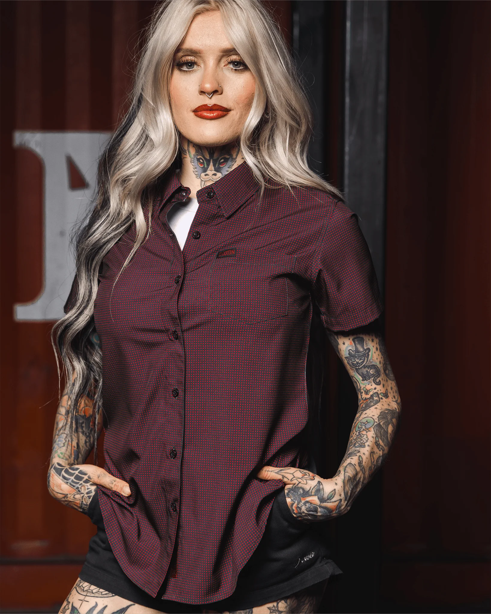 Women's Simple Mind Party Shirt - Black & Red - Image 4