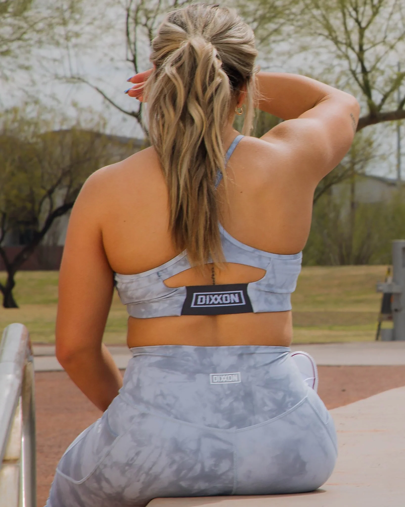 Women's Tie Dye Sports Bra - Gray - Image 2
