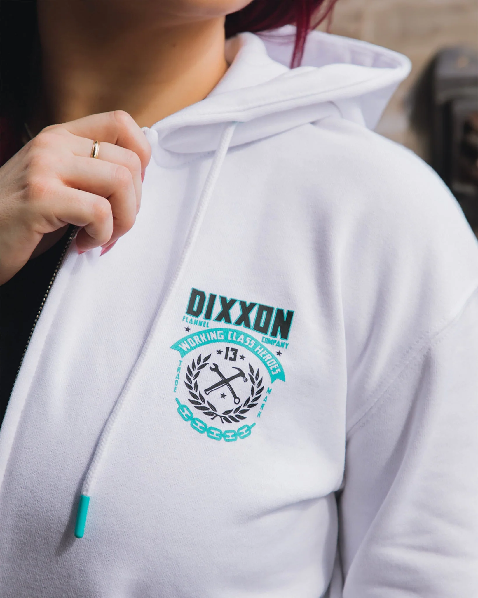 Women's Tiffany Weld Zip Up Hoodie - White - Image 2