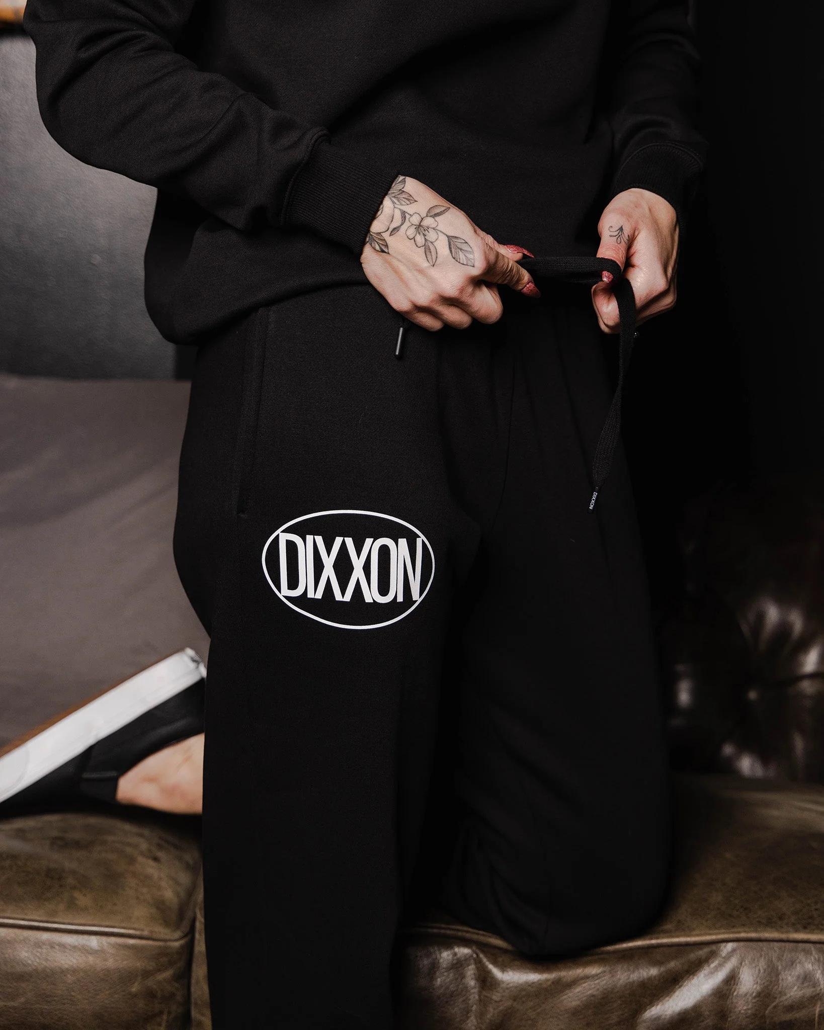 Women's White Checkers Sweatpants - Black - Image 3