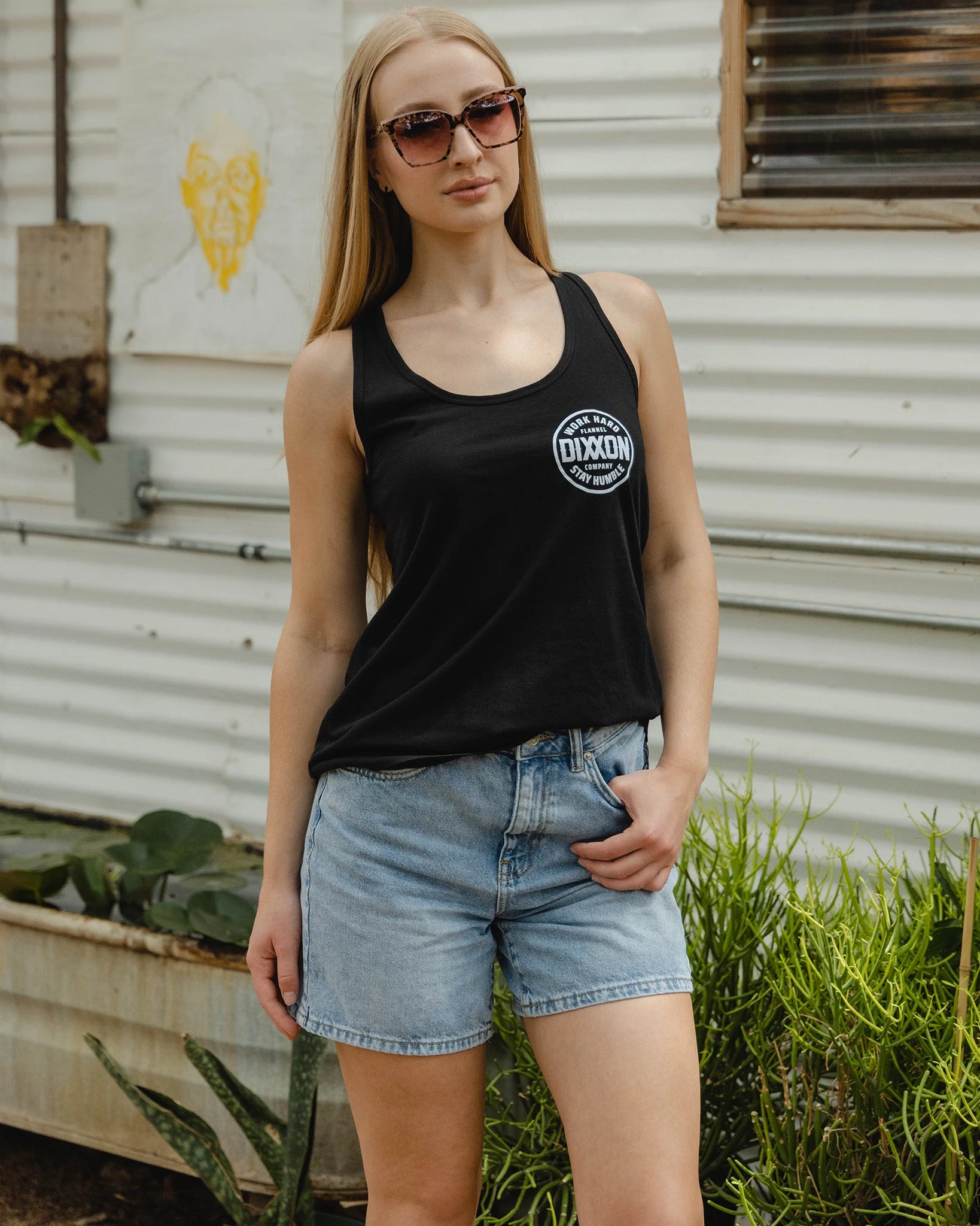 Women's White Nuevo Corpo Flowy Tank - Black - Image 3