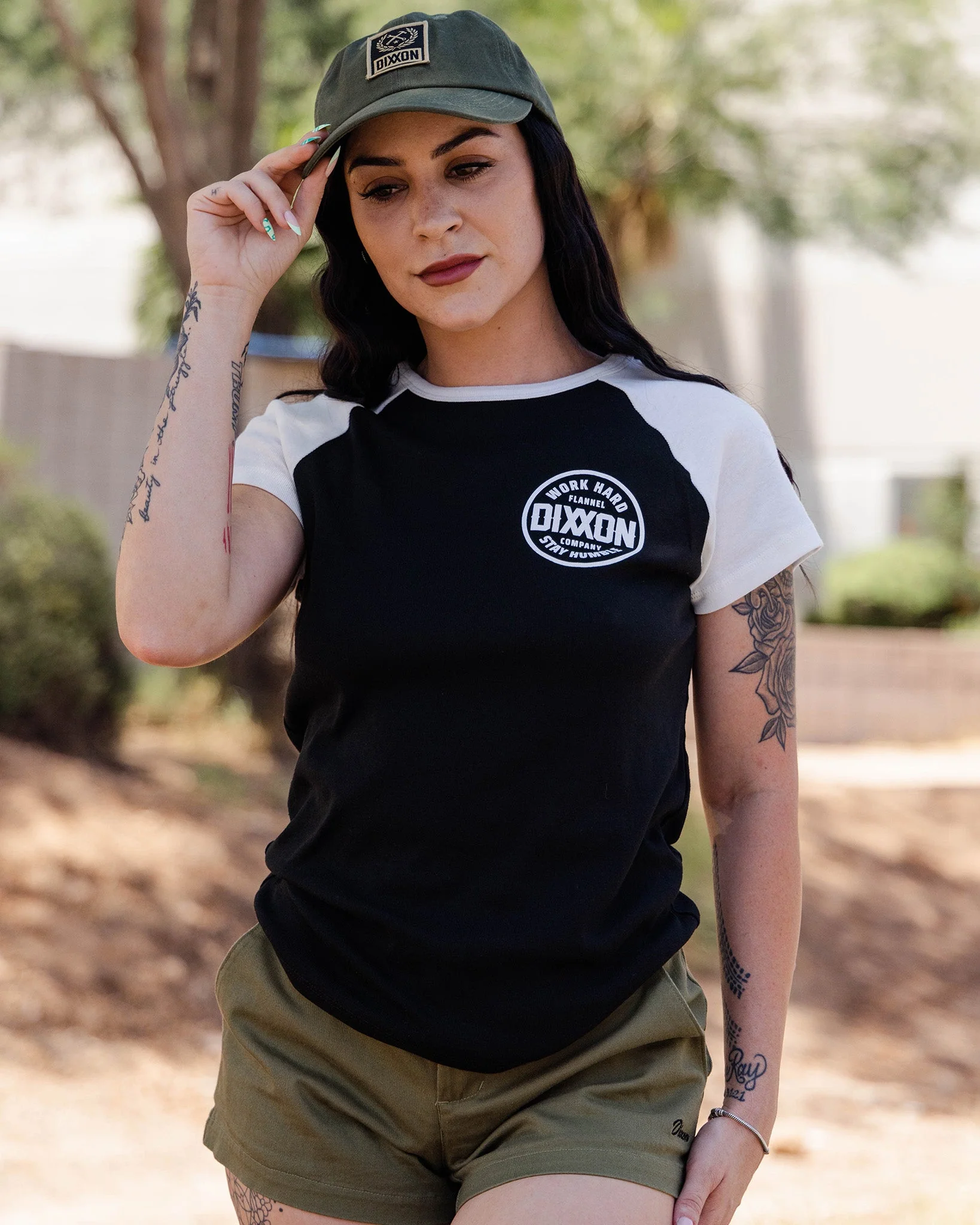 Women's White Nuevo Corpo Raglan Short Sleeve - White & Black - Image 3