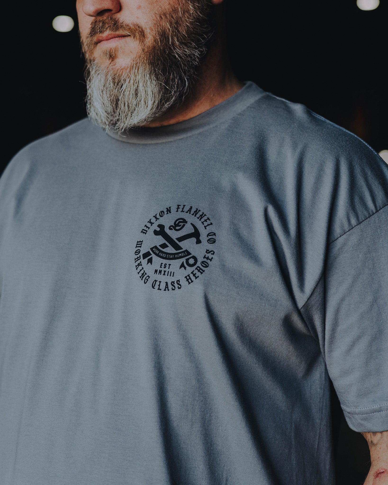 Black Working Class Badge T-Shirt - Charcoal - Image 4