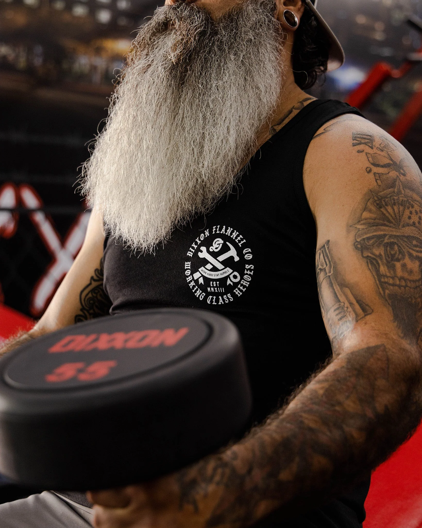 White Working Class Badge Tank - Black - Image 3