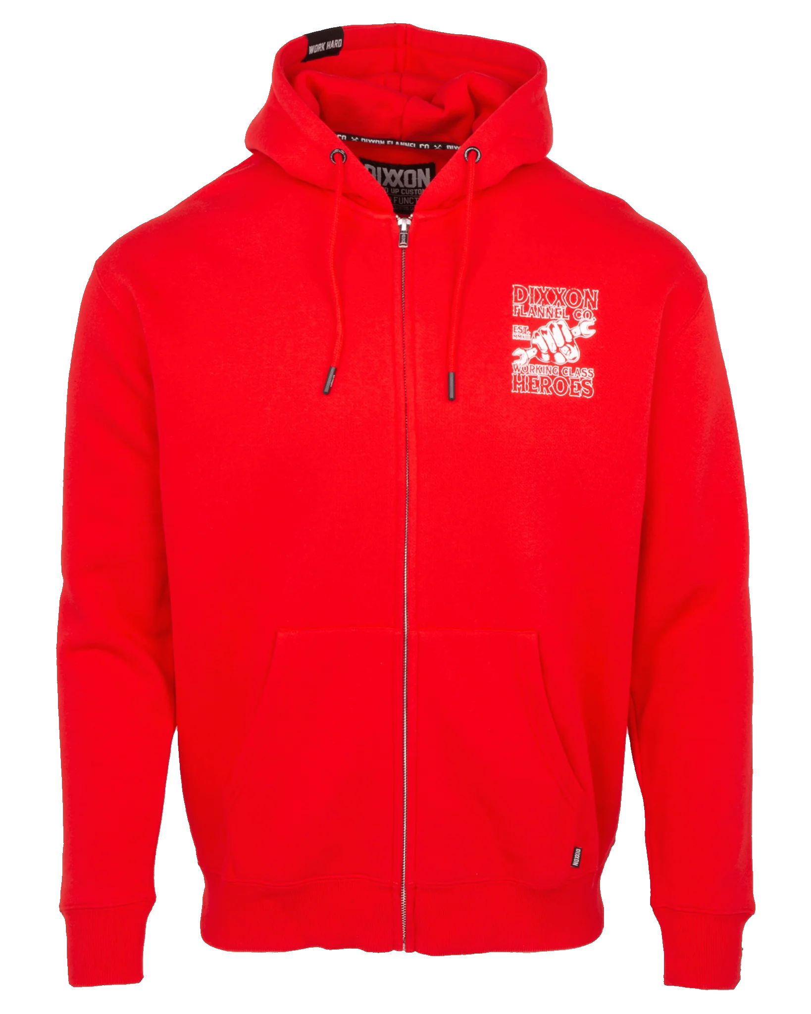 Working Class Fist Zip Up Hoodie - Red - Image 3