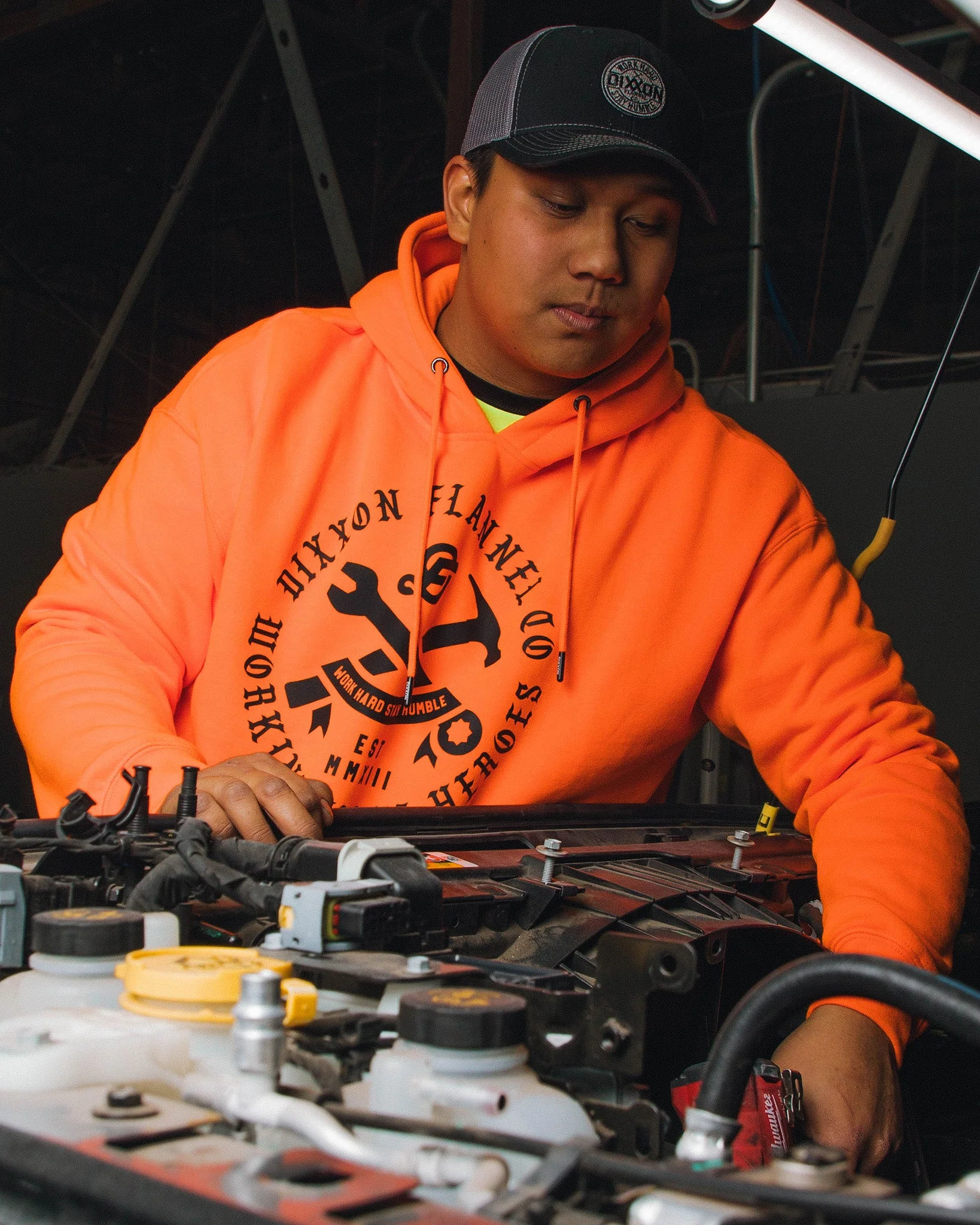 Working Class Heroes Hi-Vis Pullover Hoodie - Orange - Image 2