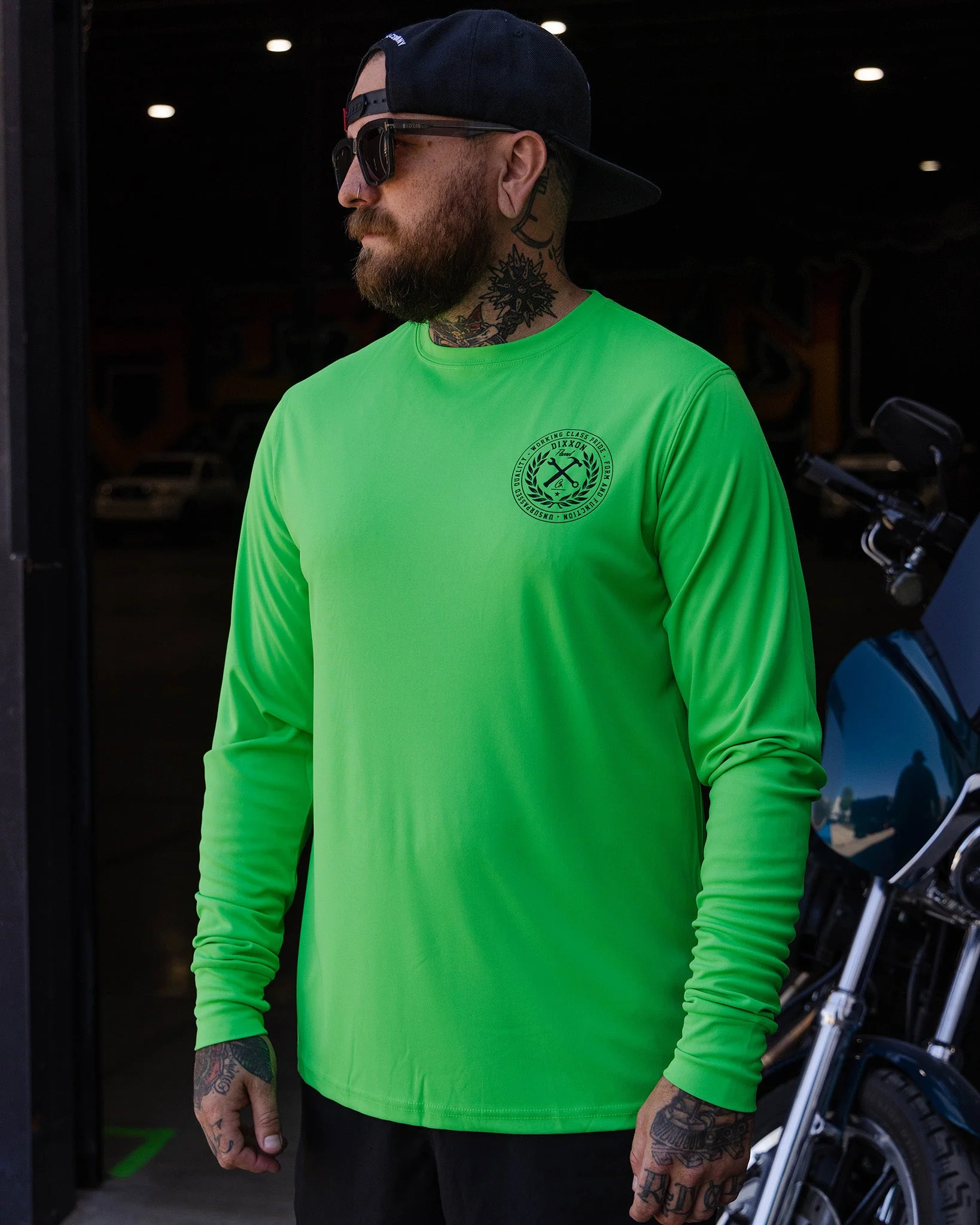 Black Crested UV Long Sleeve T-Shirt - Safety Green - Image 2