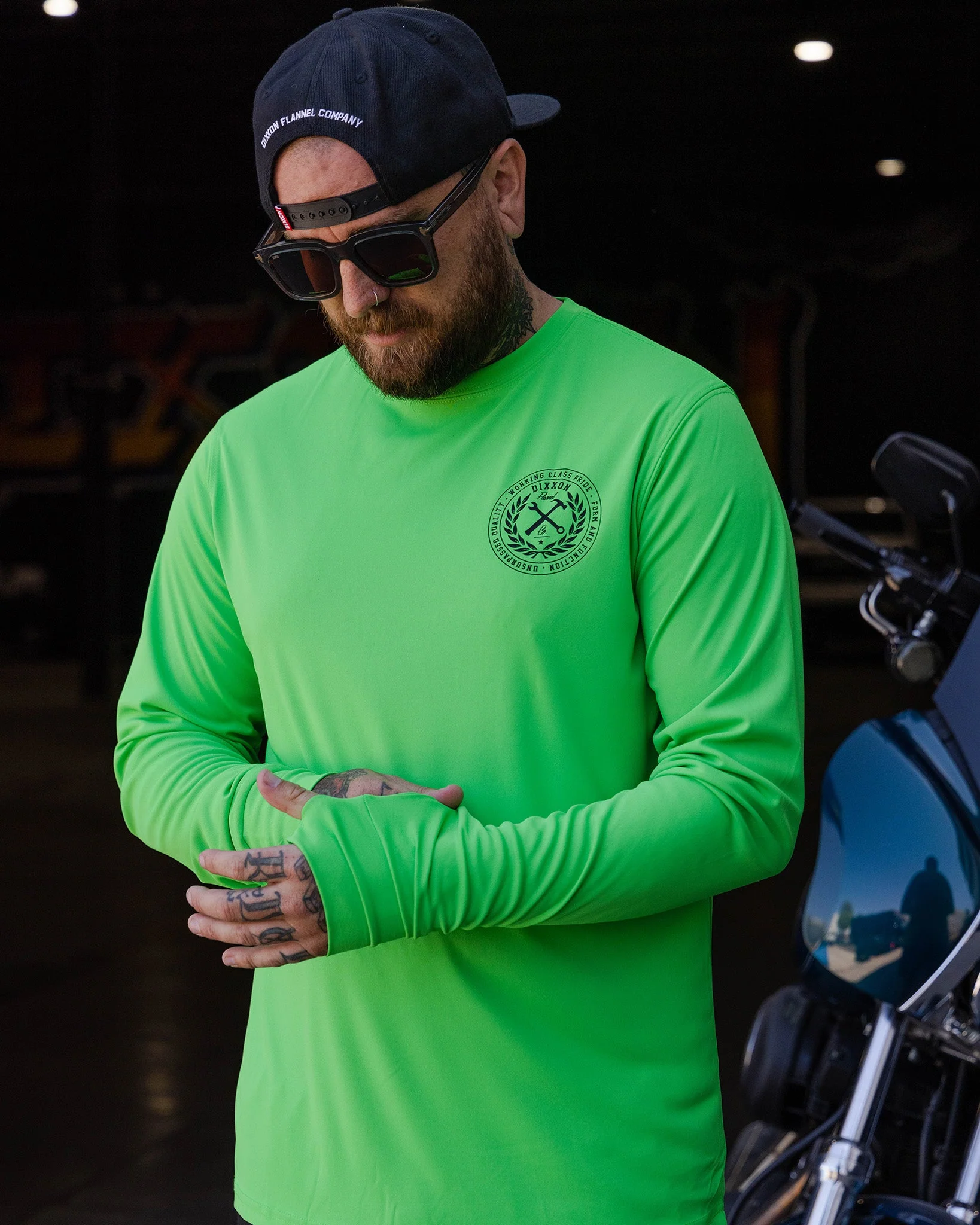 Black Crested UV Long Sleeve T-Shirt - Safety Green - Image 3