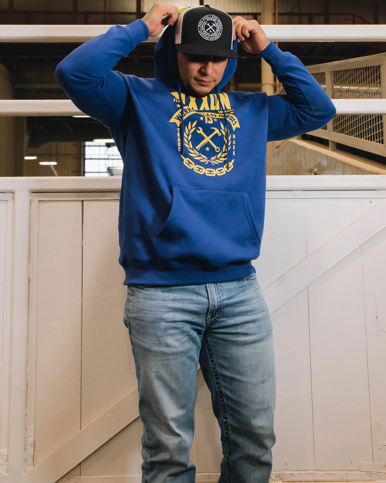 Yellow Weld Pullover Hoodie - Blue - Image 3