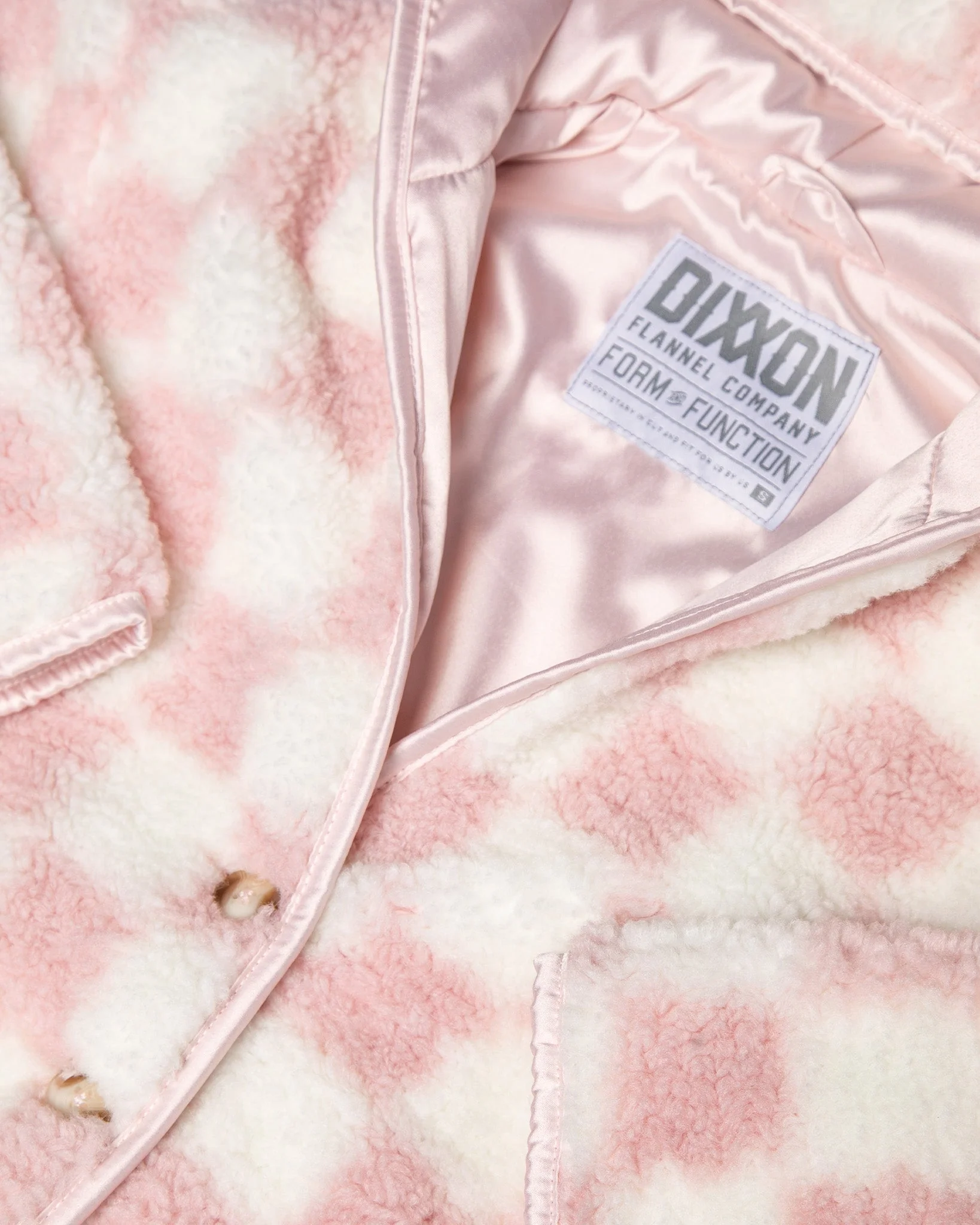 Youth Checkered Sherpa Cardigan - Pink & Cream - Image 7